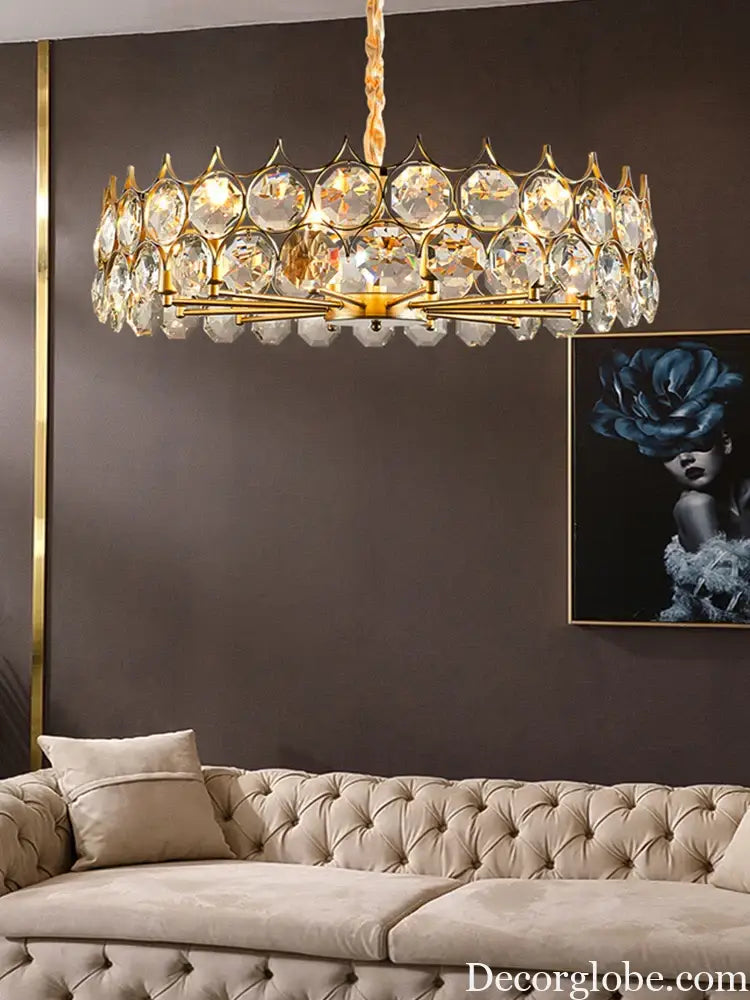 Modern Light Luxury LED Crystal Light Home Decoration Living Room Villa Dining Room Bedroom Crystal Hanging Light