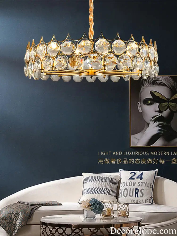 Modern Light Luxury LED Crystal Light Home Decoration Living Room Villa Dining Room Bedroom Crystal Hanging Light