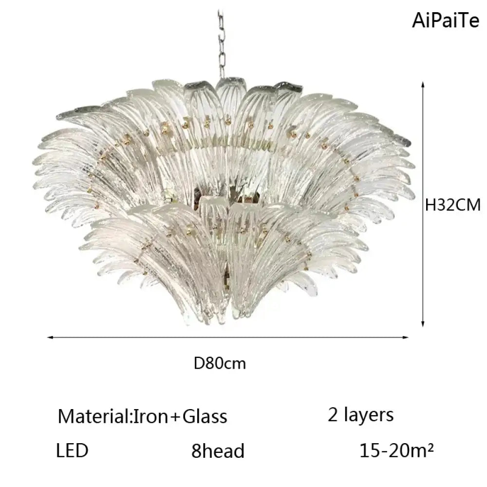 Odette French Vintage Murano Glass LED Chandelier for Living Room &amp; Staircase AD80CM2Layer / changeable Chandelier